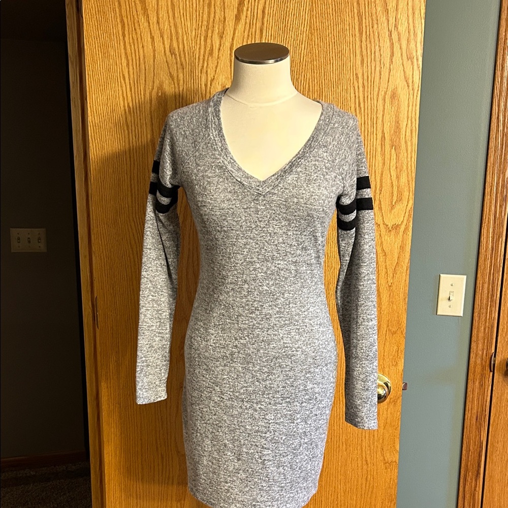 Almost Famous Heather khaki‎ Long Sleeve Dress junior large preppy knit fitted